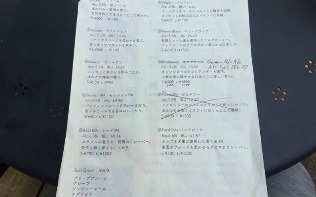 ビールメニュー